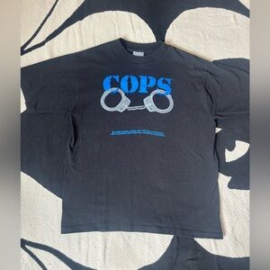 COPS TV SHOW PROMO TEE Black and Blue Graphic T-Shirt
